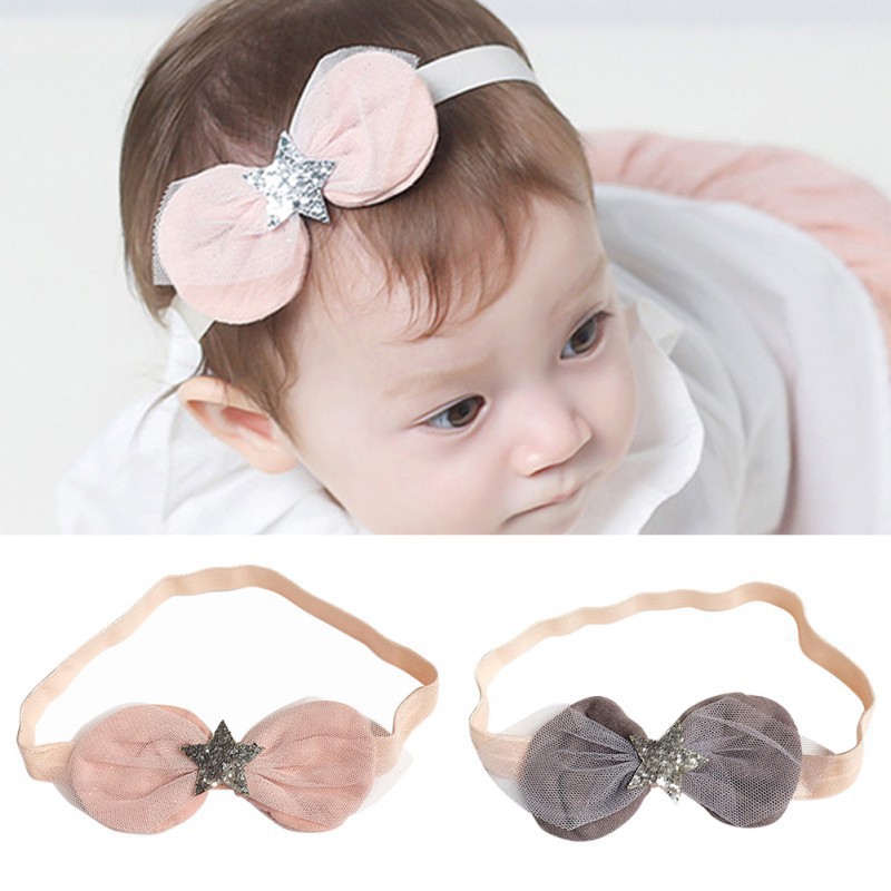 Băng đô đính nơ và sao 5 cánh cho bé