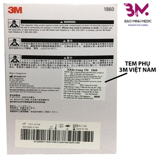 Khẩu trang 3M 1860 N95 (Cam kết chính hãng) (1 hộp)