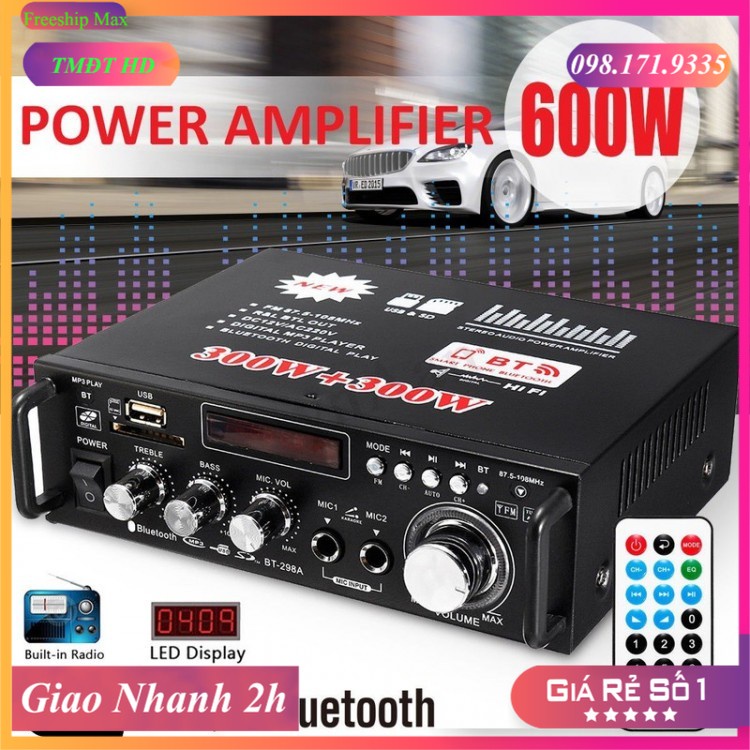 Amly karaoke, Âm ly giá rẻ, Amly Mini Bluetooth BT-298A cao cấp, chức năng đa dạng, ƯU ĐÃI CỰC KHỦNG