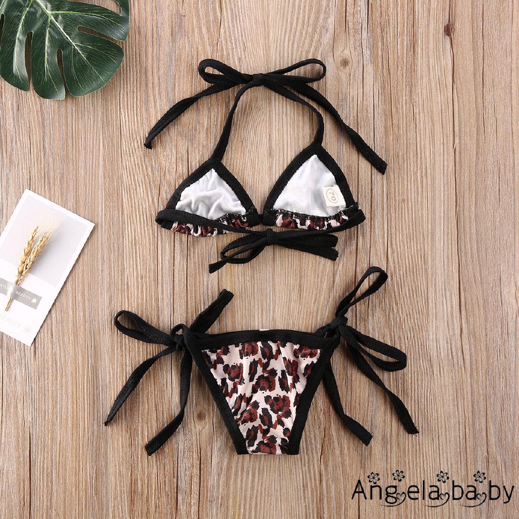 Bộ Bikini 2 Mảnh Họa Tiết Da Báo Cho Bé Gái