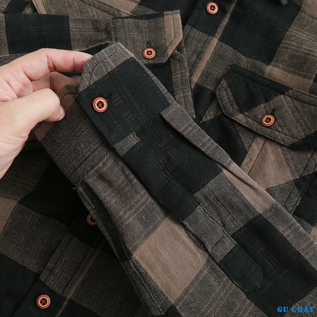 Áo Sơ Mi Caro Dài Tay Nam GU CHẤT, Form Rộng, Kiểu Dáng Basic, Chất Vải Cao Cấp - GUSM43