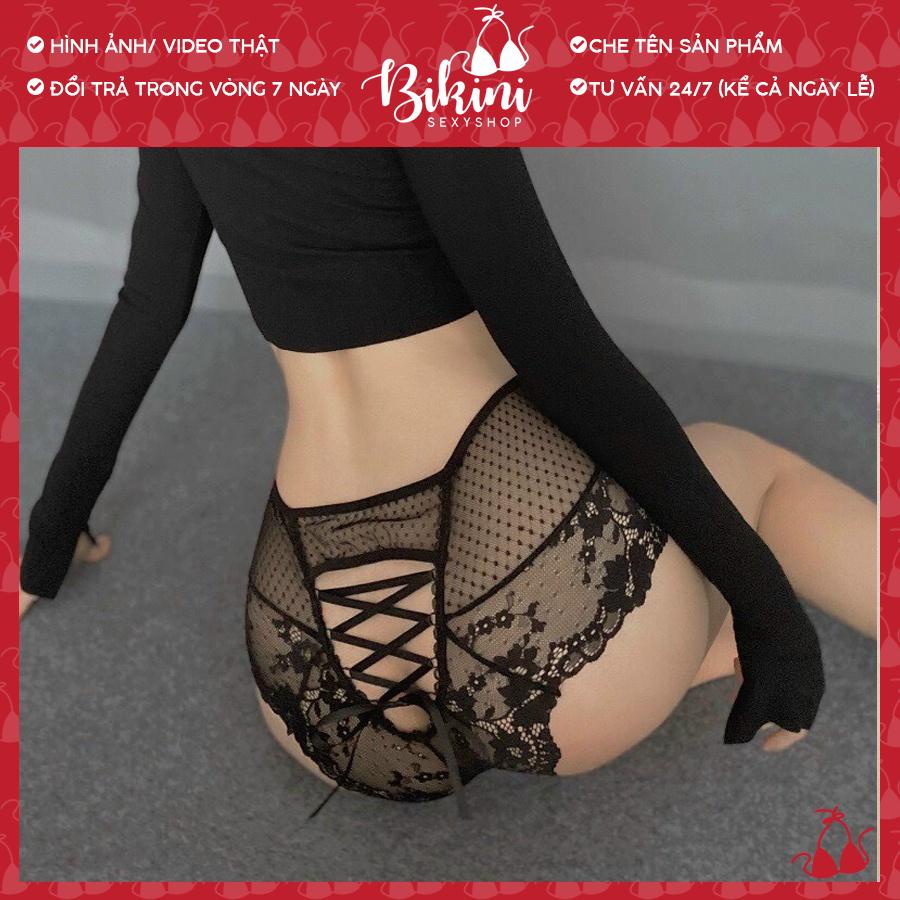 👙❣️ Quần lót ren lưng cao đan dây sau sexy freesize màu đen/ trắng/ đỏ 053-6