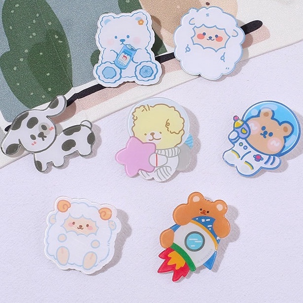 Huy Hiệu Pin Cài Áo Cài Balo Xinh Xắn - Sticker Gài Hộp Bút Hình Gấu Cute AMKO HH14