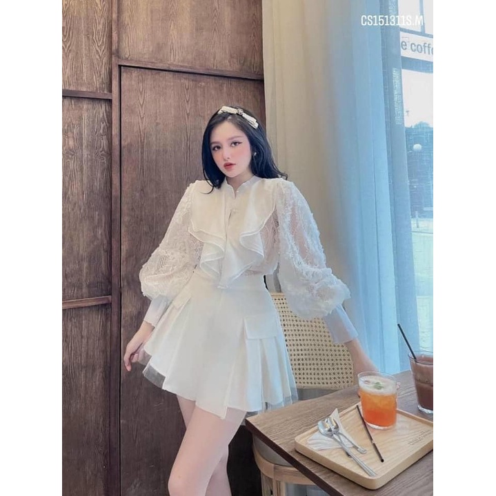 Chân váy ngắn xếp ly phối lưới, Chân váy xếp ly nữ chất tuyết mưa SUNA FASHION