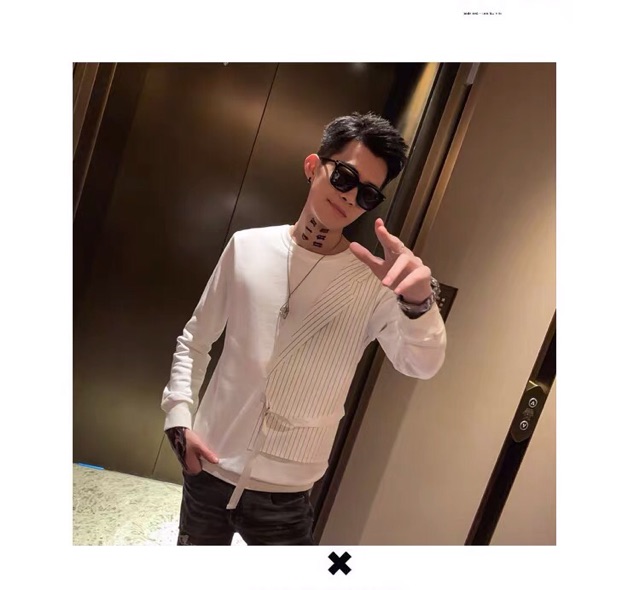 Áo thun nỉ mix nửa thân vét