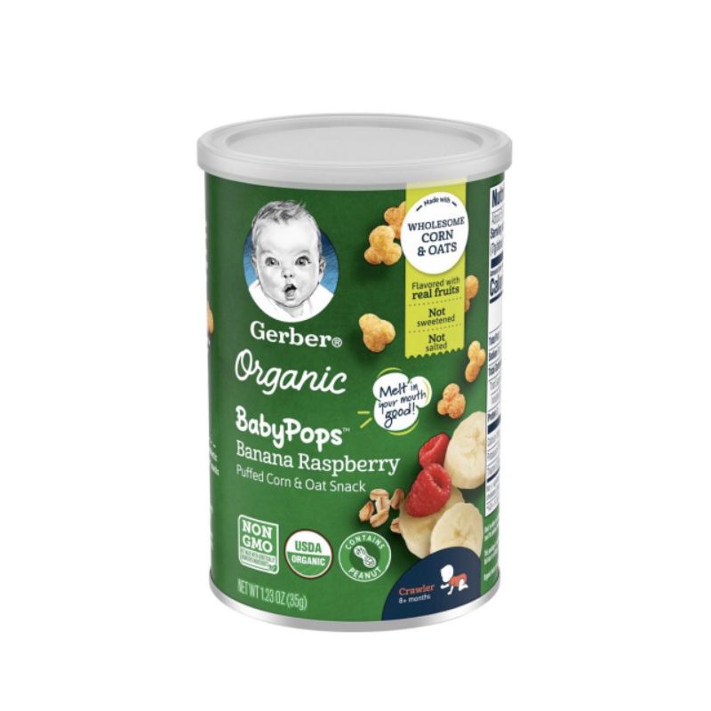 [Mã FMCGSALE15 giảm 8% đơn 500K] (Không SỮA) Bánh ngũ cốc vị đậu phộng Gerber Organic BabyPops