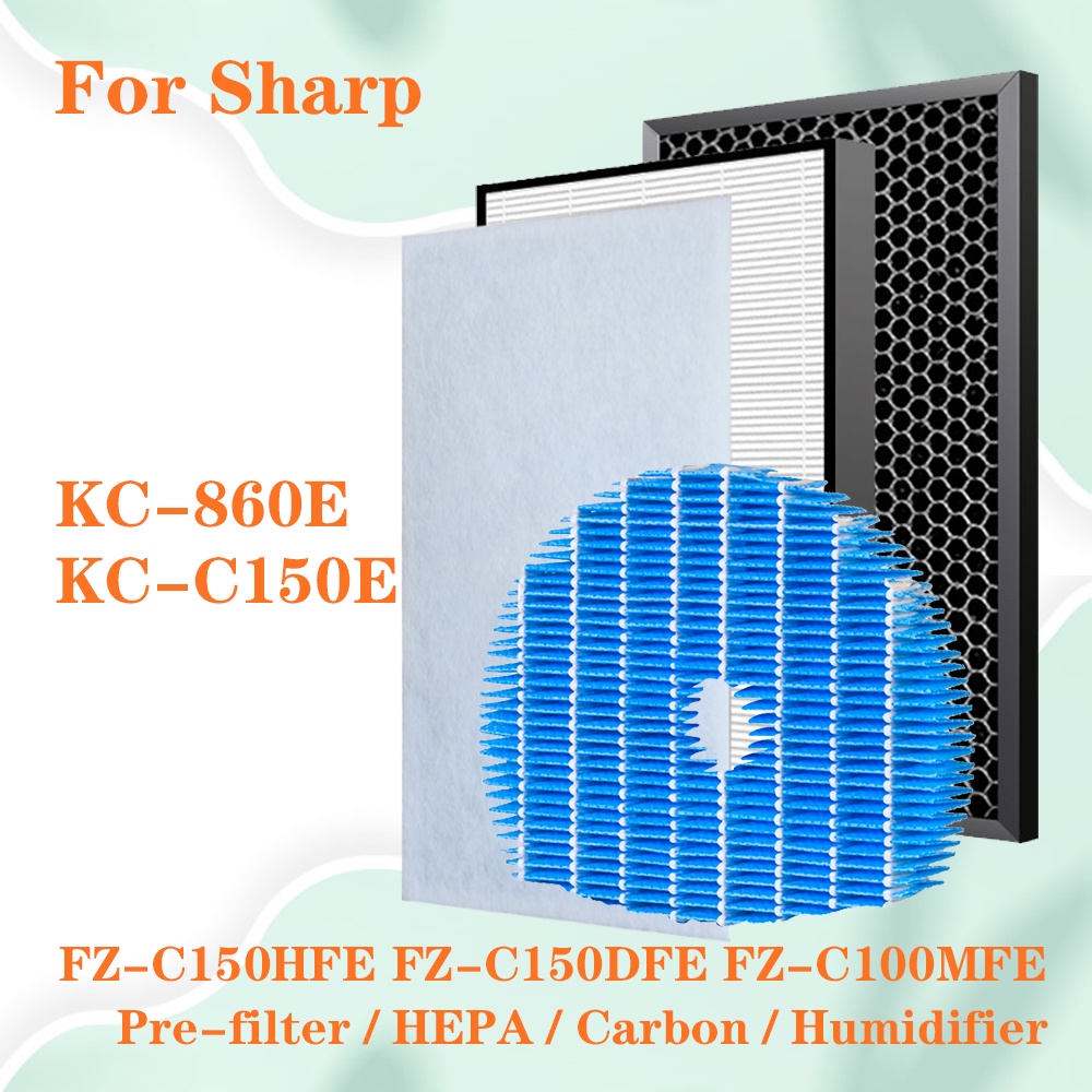 For Sharp air purifier KC-860E KC-C150E FZ-C150HFE FZ-C150DFE FZ-C100MFE Replacement HEPA Filter Activated Carbon Filter and Humidifier filter