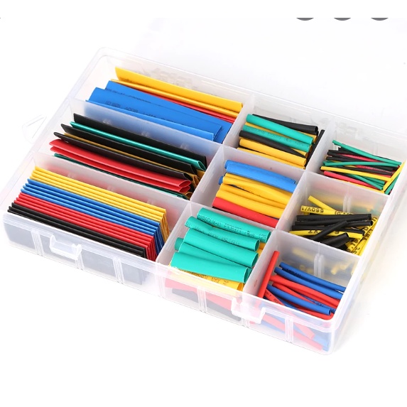 Ống co nhiệt nhiều kích thước hộp 328 cái, ống Polyolefin co nhiệt dùng để làm bọc cách điện cho dây bộ 2:1