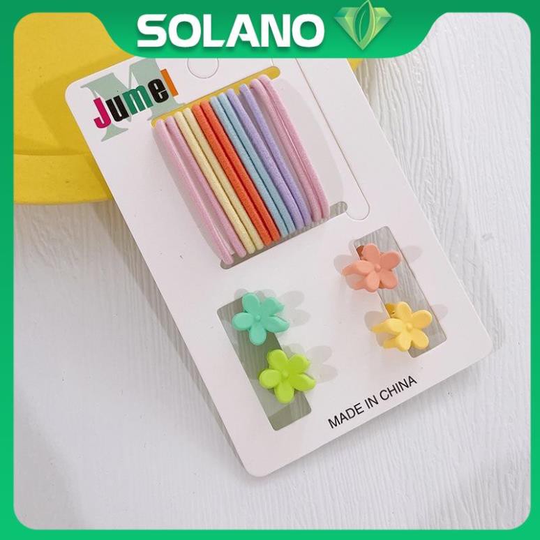 Dây buộc tóc kẹp tóc SOLANO kèm kẹp mái thời trang Hàn Quốc bộ 16 chi tiết cho nữ FAH-001314
