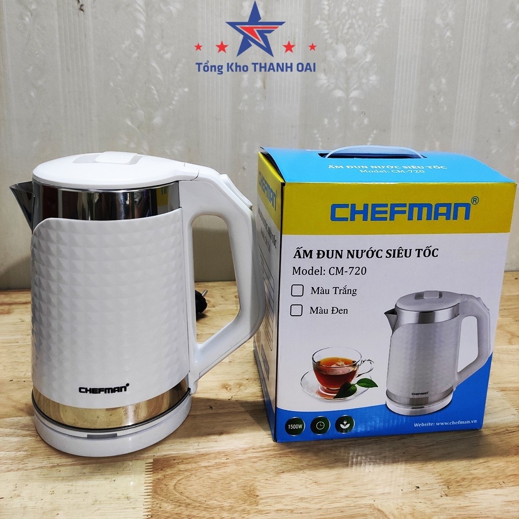 Ấm siêu tốc đun nước Chefman dung tích 2L công suất 1500w bảo hành 12 tháng