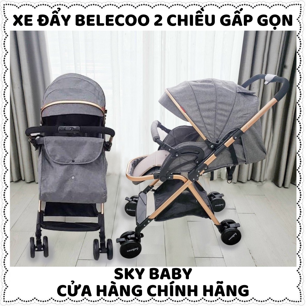 Xe đẩy cho bé Belecoo gấp gọn 2 chiều A8-1 có mái che cho bé từ sơ sinh-3 tuổi chịu lực 25kg Zozon phân phối chính hãng