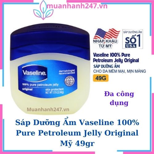 Sáp dưỡng ẩm Vaseline, dưỡng ẩm da, chống nẻ khô da 49gr của Mỹ