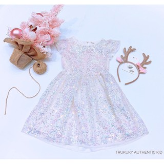 Váy sequin trắng HM H&M sz 8-9y_hàng chính hãng Anh