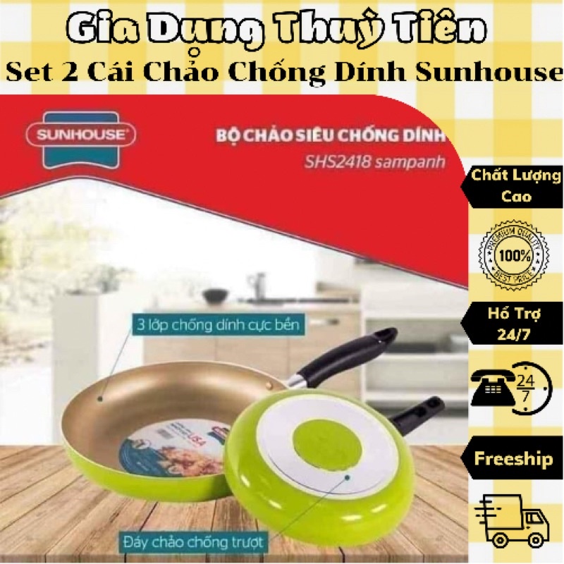 Chảo chống dính sun housee set 2 cái