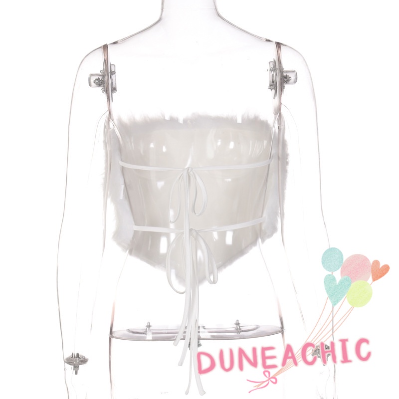 DUNEA Áo Ống Chất Nhung Thiết Kế Hở Lưng Quyến Rũ Cho Nữ