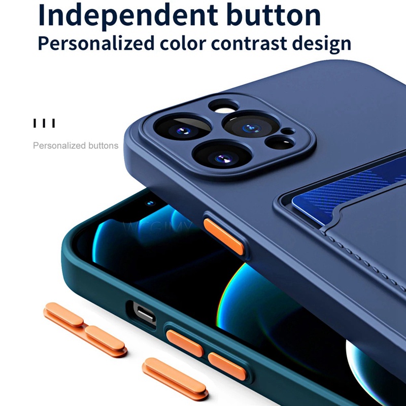Ốp Điện Thoại TPU Dẻo Có Ngăn Đựng Thẻ Cho IPhone 13 12 11 Pro Max XS Max