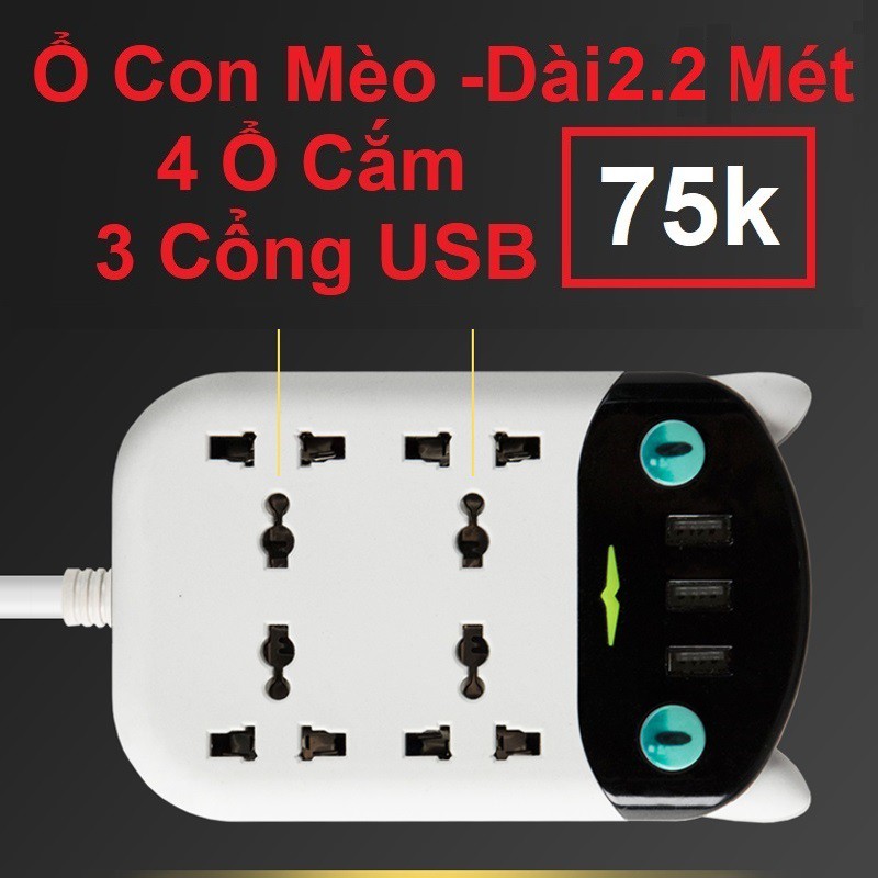 [Mã HLHOME2703 giảm 10% đơn 99k] Ổ cắm điện đa năng. Ổ cắm điện thông minh kèm cổng sạc USB