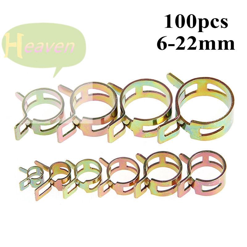 100x 6-22mm Spring Clip Fuel Line Hose/ Water Pipe/ Air Tube Clamps Fastener Top