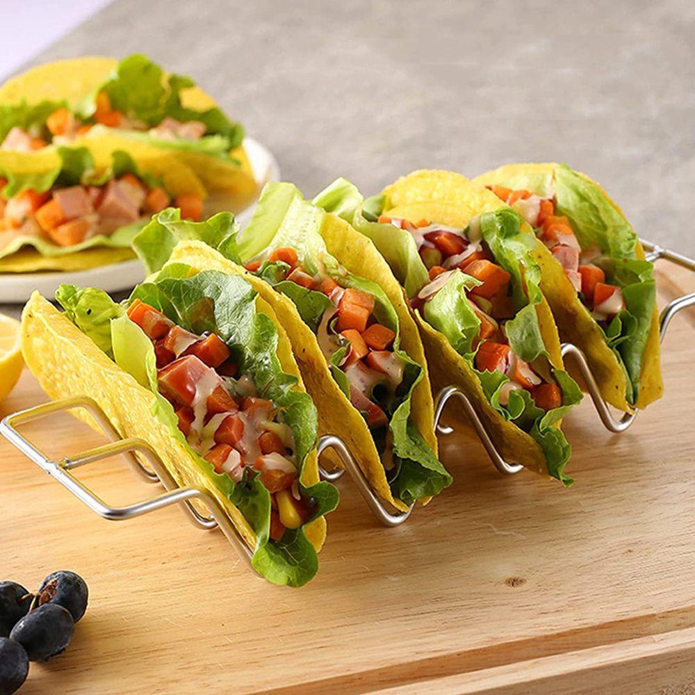 HARRIETT Giá Đỡ Bánh Taco Bằng Thép Không Gỉ Thiết Kế Gợn Sóng Tiện Dụng