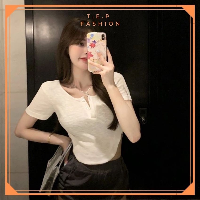 Áo Croptop Body Cổ V Cài Khuy Trước Tep Venus - ATC006