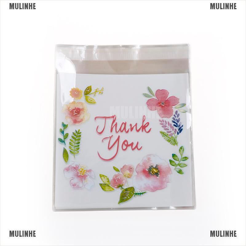 Set 100 Túi Đựng Bánh Kẹo Tự Dính In Chữ Thank You Độc Đáo