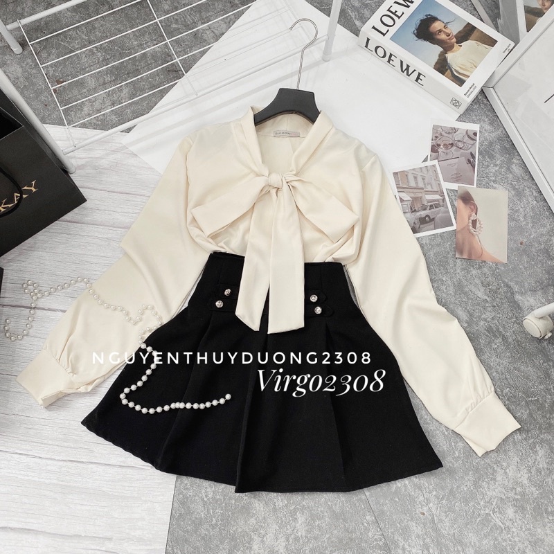 [HÀNG MỚI VỀ]SET 3CT ÁO GILE+SƠMI NƠ+CHÂN VÁY CÚC “ANNA”