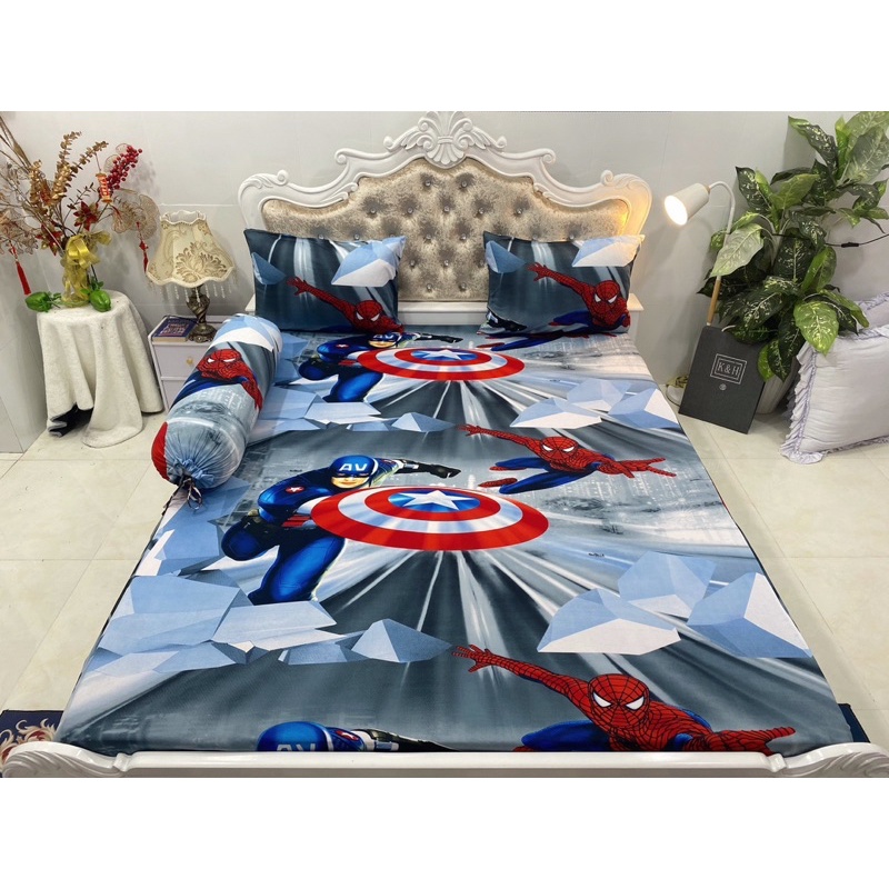 Bộ drap thun hàn quốc mẫu siêu nhân cho bé trai siêu đẹp