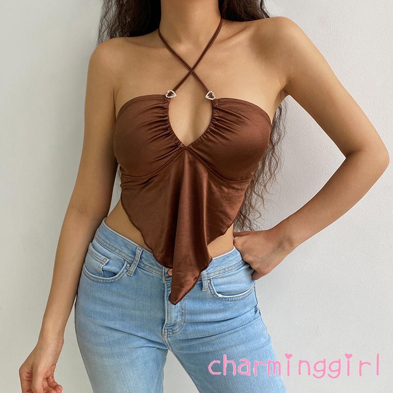 Áo croptop hai dây màu trơn gợi cảm cho nữ