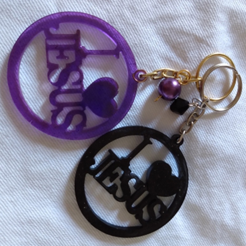 Khuôn Silicone Làm Móc Khóa Hình Chúa Jesus / Christian Màu Hồng Lấp Lánh