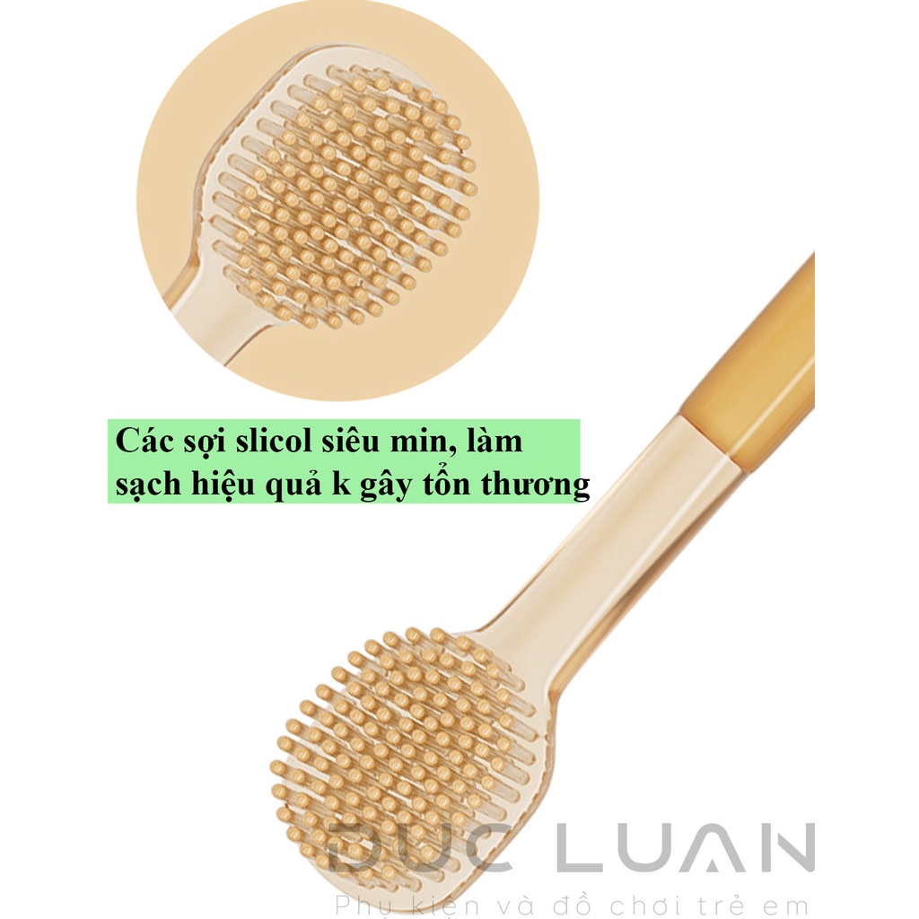 Set rơ lưỡi và bàn chải đánh răng silicon cho bé từ 0 - 18 tháng - Chính hãng full box