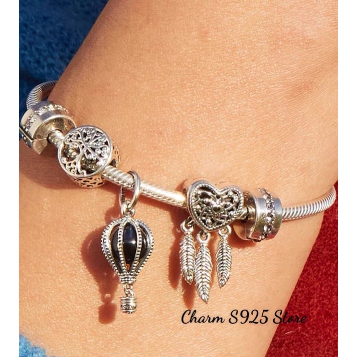 charm pan treo khinh khí cầu bạc s925 cao cấp