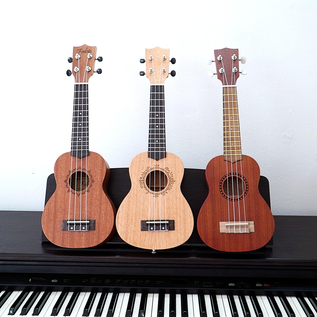 Đàn ukulele soprano gỗ mộc size 21 inch giá rẻ Tặng Giáo Trình phụ kiện Enzi