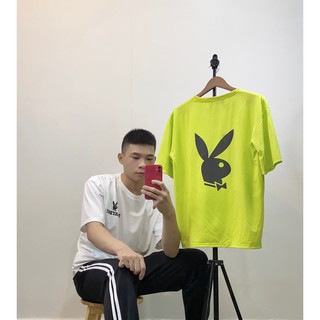 Áo Thun Áo Phông Tay Lỡ Unisex Phản Quang In Hình Thỏ Playboy Vải Cotton Không Nhão Mát Mẻ Cổ Tròn Năng Động Nhiều Màu