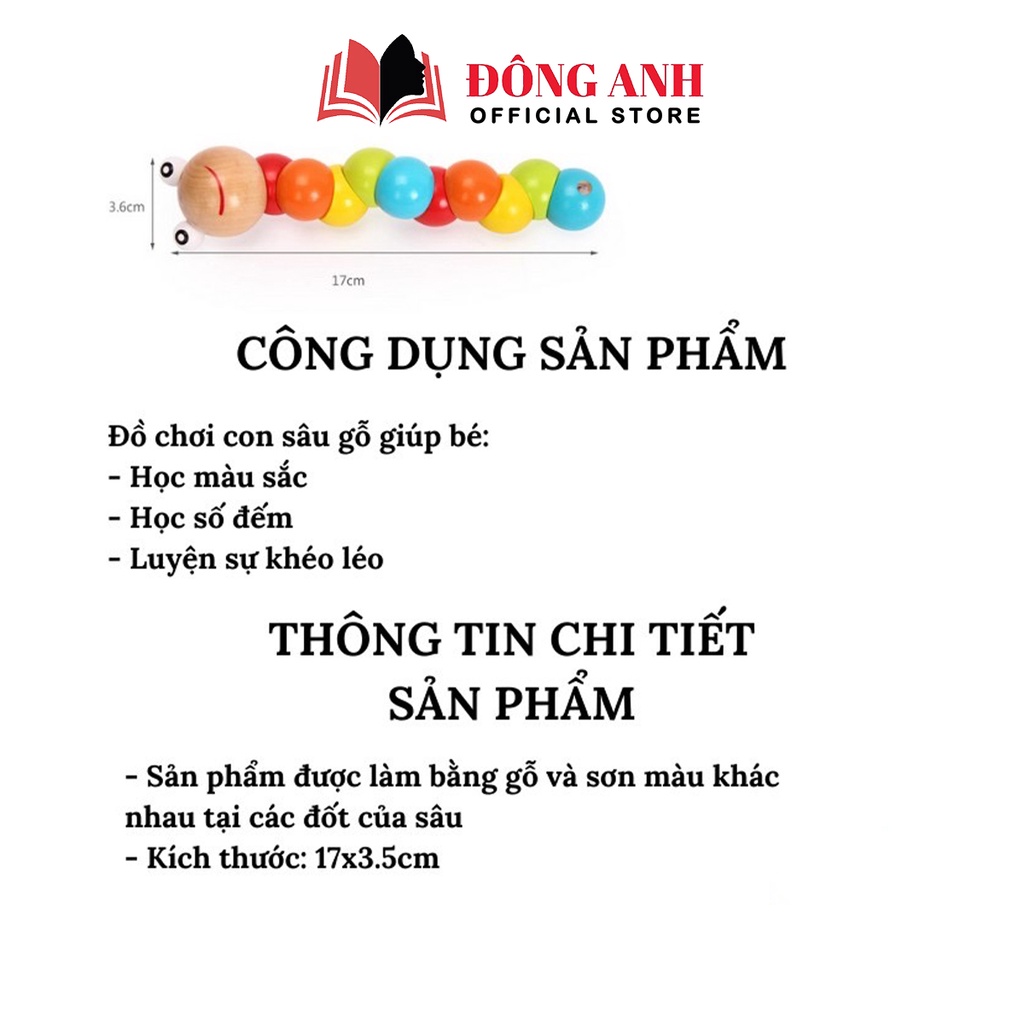 Đồ chơi sâu gỗ uốn dẻo Baostore giúp bé nhận biết màu sắc dành cho trẻ từ 12 tháng tuổi trở lên