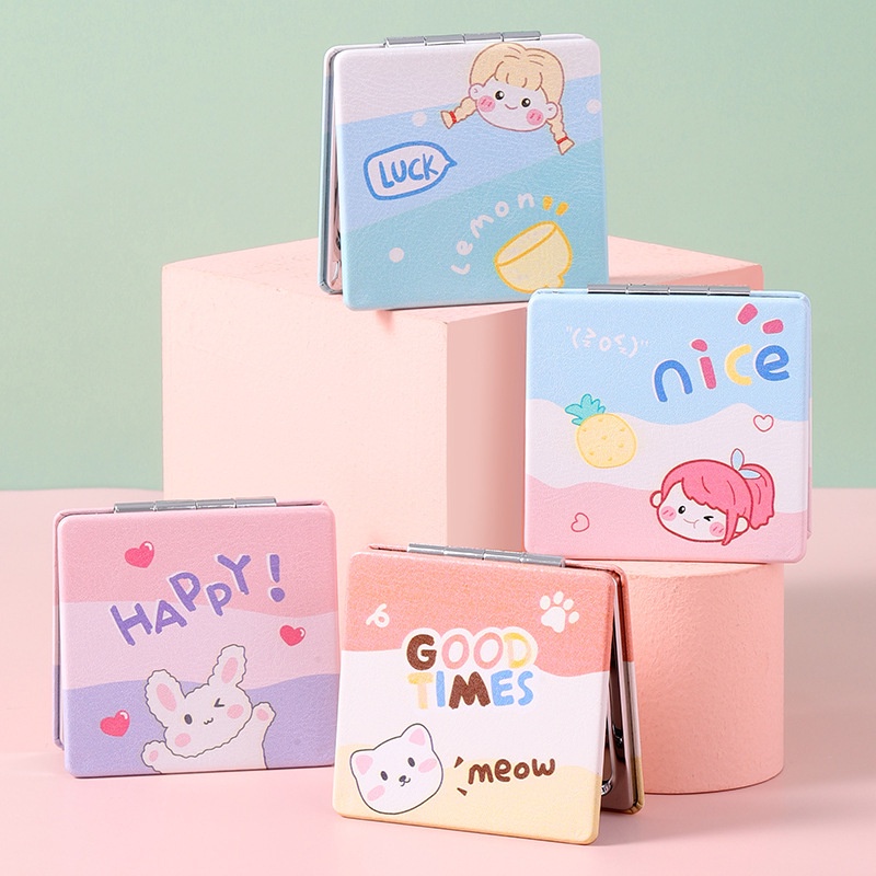 Gương gấp trang điểm 2 mặt hoạt hình ulzzang xinh xắn