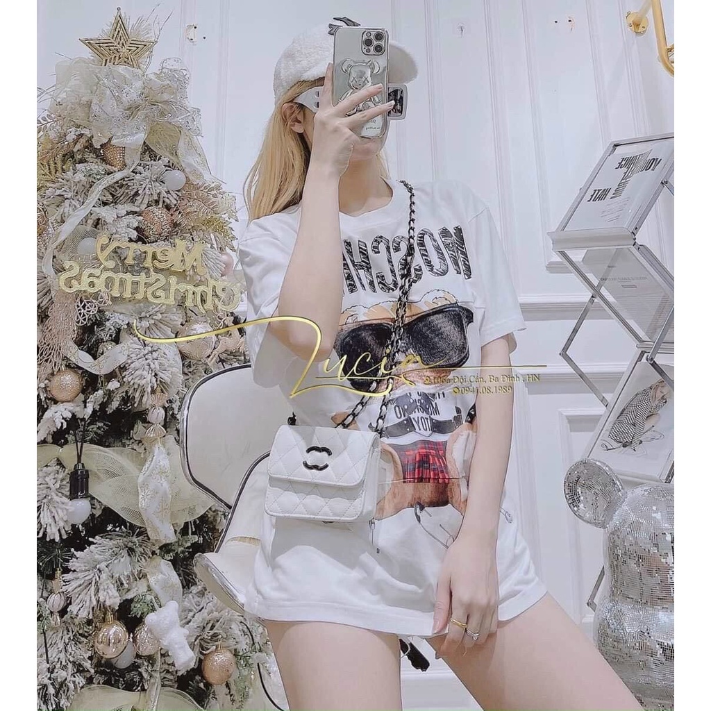 ÁO THUN NỮ GẤU ĐEO KÍNH MOSCHIN ĐỈNH 40-70kg k xù