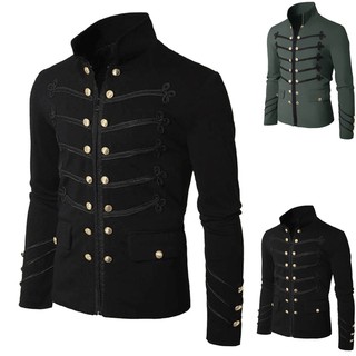 Men Coat  Jacket Gothic Embroider Button Coat Uniform Costume Praty Outwear