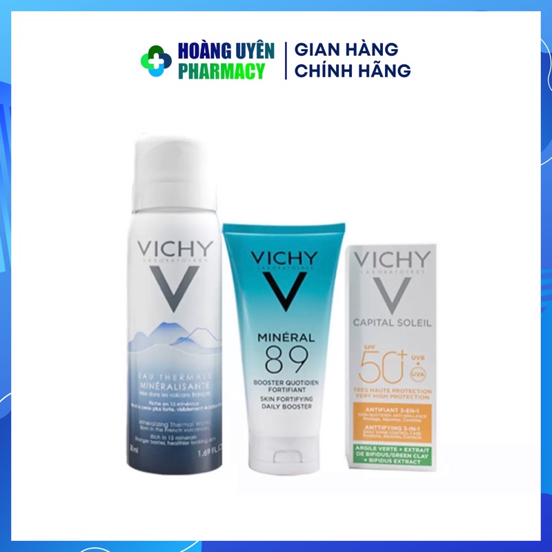 Bộ chăm sóc da phục hồi chuyên sâu Vichy (xịt khoáng Vichy, khoáng cô đặc mineral 89)