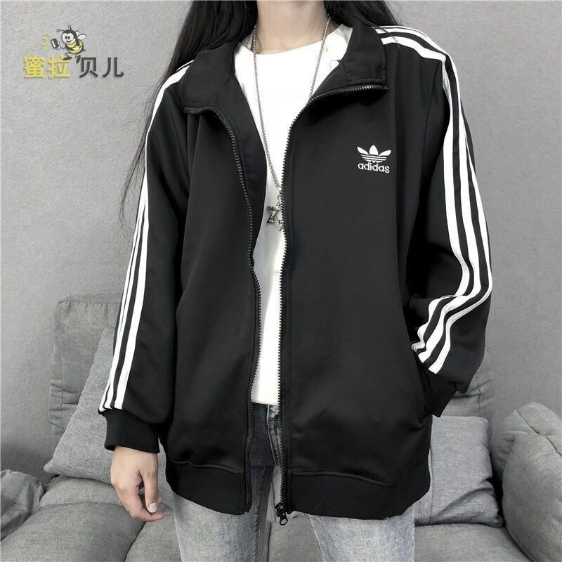 Áo Khoác Thêu ADDIDAS Phối Nỉ 3 Sọc Viền Tay Hot Fom Đứng Nam Nữ Phong Cách Hàn Quốc