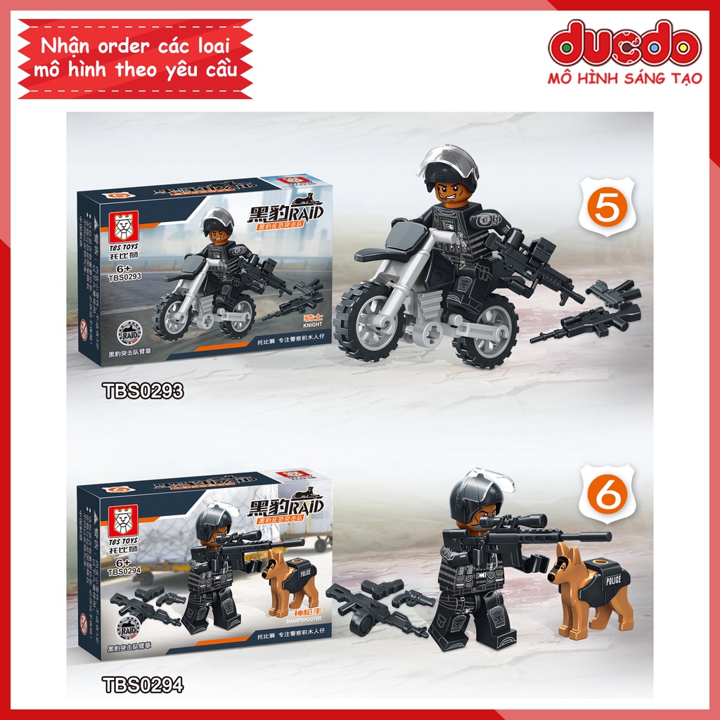 Biệt đội 6 lính cảnh sát SWAT báo đen - Đồ chơi Lắp ghép Xếp hình Mini Minifigures Army TBS 89-94 Mô hình