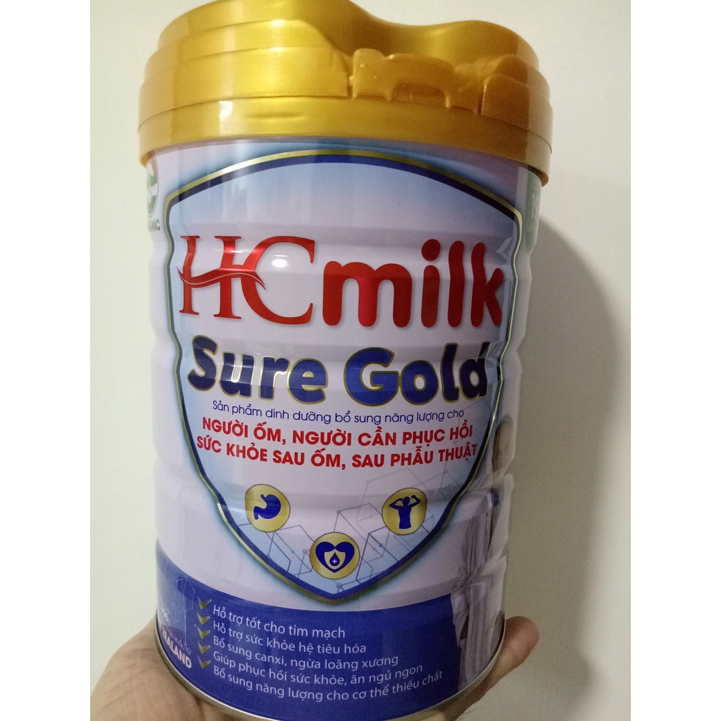 Sữa phục hồi sức khỏe cho người lớn, ăn uống kém HCmilk Sure Gold 900g, ngừa loãng xương, tiêu hóa tốt