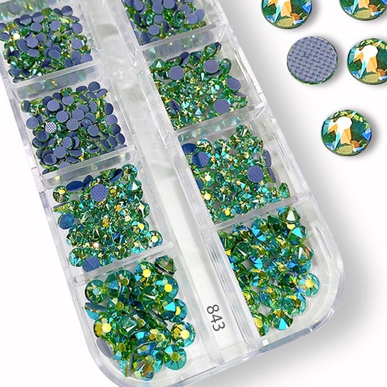 Đá Nail Chân Lưới 16 Khía Peridot AB Đính Trang Trí Móng ANGELICA 843