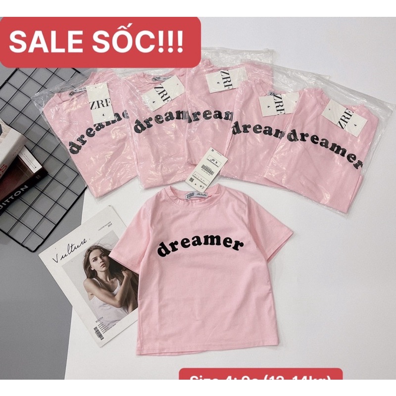 ÁO PHÔNG CỘC TAY DREAM HỒNG CHẤT COTTON SIÊU ĐẸP CHO BÉ