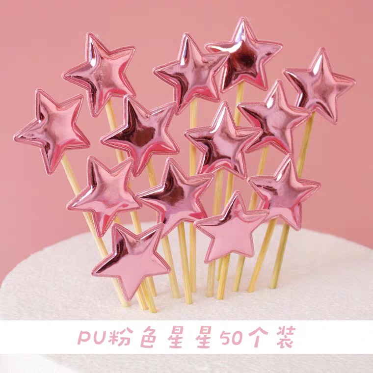 Set 5 topper ngôi sao trang trí bánh sinh nhật và bánh cupcake