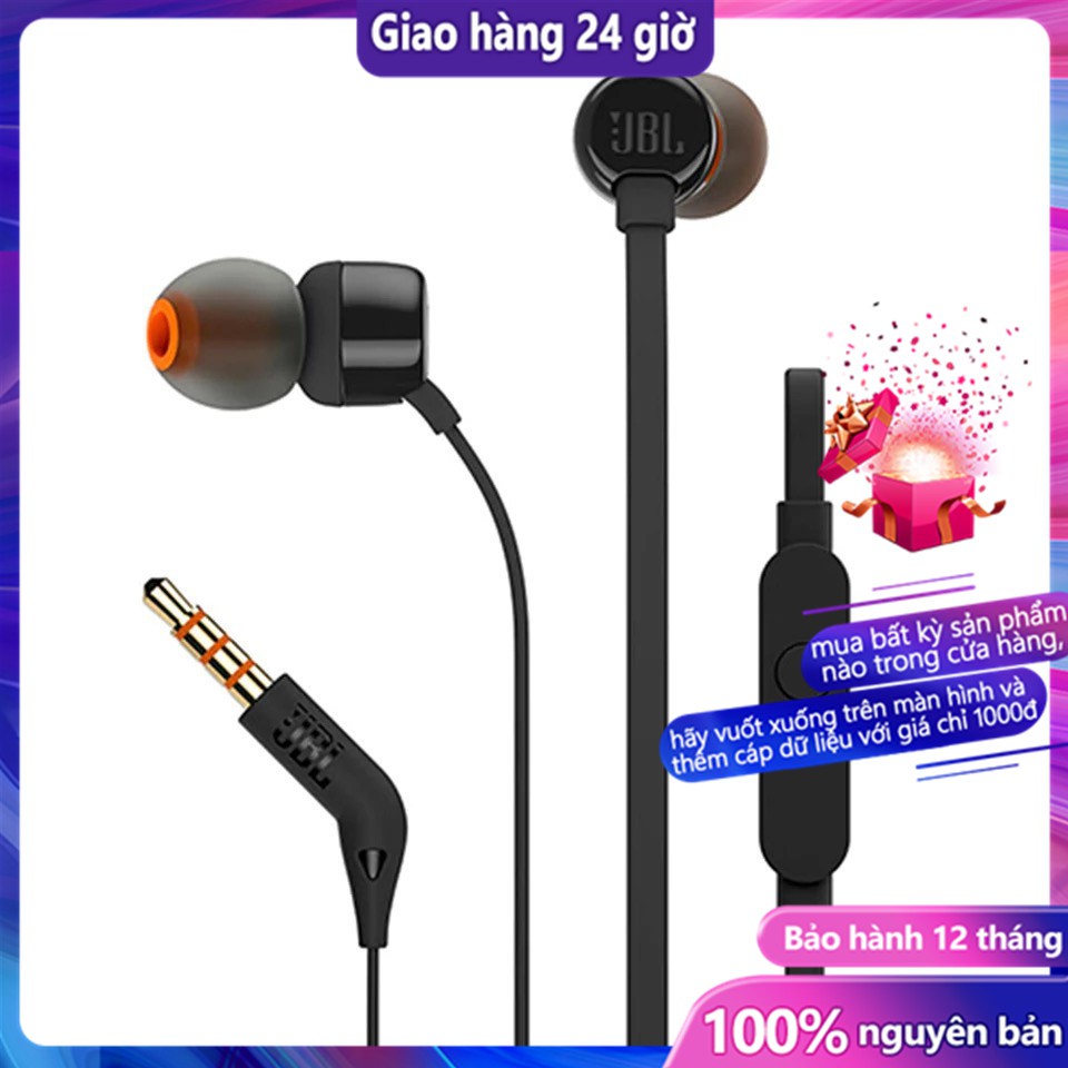 Tai nghe nhét tai JBL T110 chính hãng có dây và mic tiện lợi chất lượng cao | BigBuy360 - bigbuy360.vn