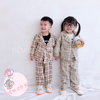 (ẢNH THẬT) Set áo vest và quần caro cho bé trai và bé gái (ko kèm áo trong)