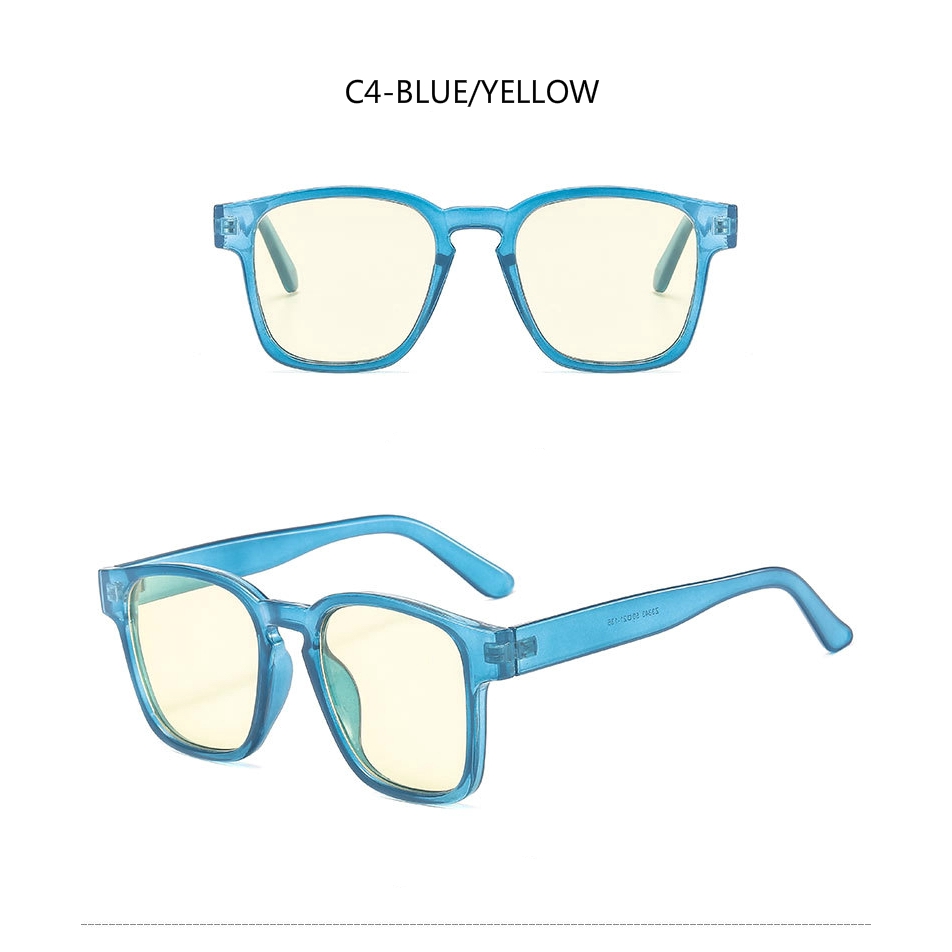 Kính mát thời trang Hàn Quốc khung vuông trong suốt màu thạch HD có hộp cho nam &amp; nữ