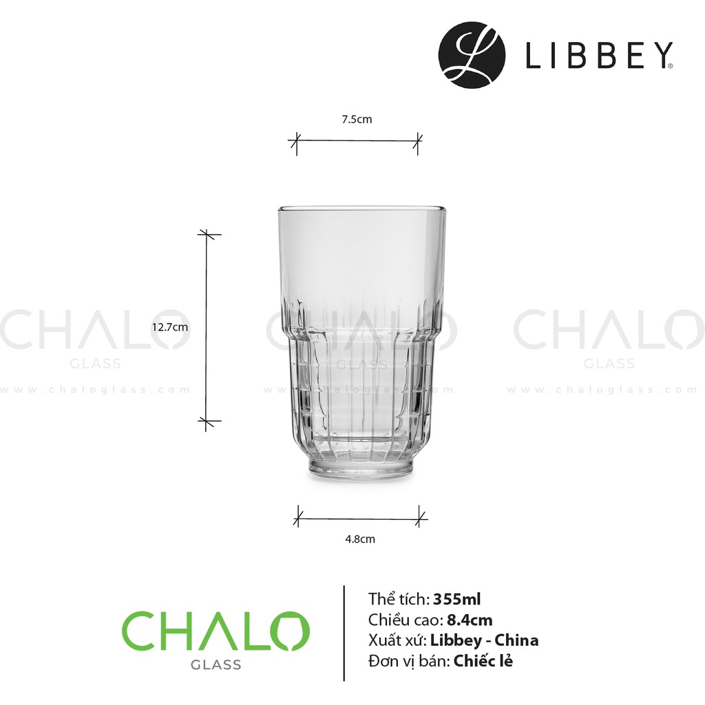 [Chính hãng] Ly thủy tinh Libbey Duratuff LinQ Beverage màu trong  - 355ml - 16078