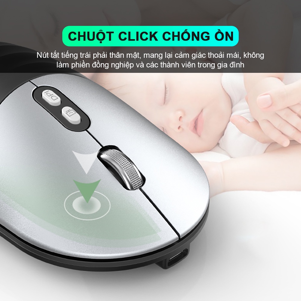 Chuột không dây Bluetooth pin sạc SIDOTECH A30 tắt âm silent công thái học nhỏ gọn nhiều màu sắc dành cho dân văn phòng