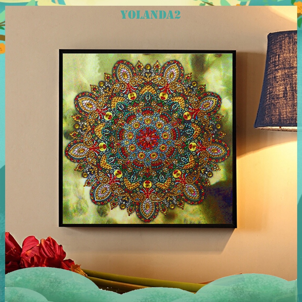 Bộ tranh đính đá 5D họa tiết hoa văn Mandala độc đáo DIY dùng trang trí nhà cửa